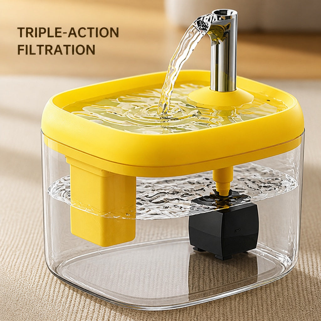 2.5L Pet Water Fountain, Automatic Circulating Cat Water Dispenser With Transparent Water Tank, Quiet Drinking Water Bow