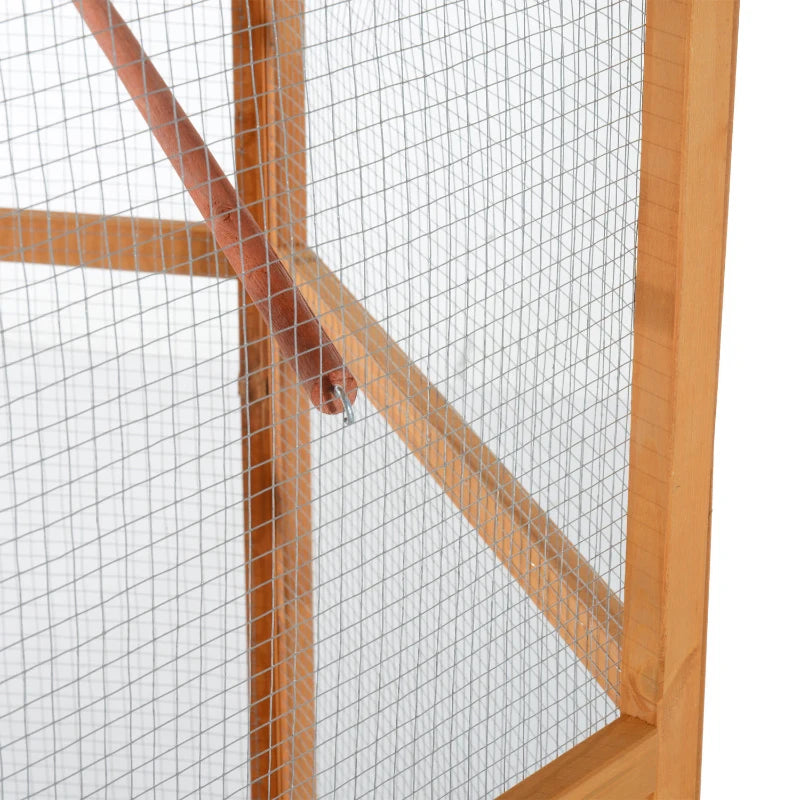 PawHut 69 Wooden Hexagonal Outdoor Aviary Flight Bird Cage With Covered Roof, BrownFor Multiple Packages, Please Pay Att