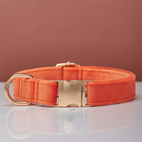 Multiple Colour Velvet Personalise Dog Collar Leash Set With Bow