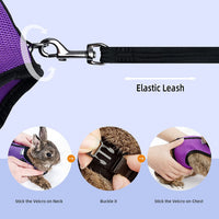Adjustable Soft Harness with Elastic Leash for Rabbits (M, Pink) - BIG FRENCHIES