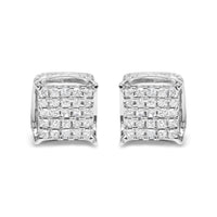 10K White Gold 1/2 Cttw Princess Cut Diamond Square Shaped Multi Stone Stud Earrings (H-I Color, SI1-SI2 Clarity)