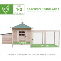 Wooden Chicken Coop With Nesting Box, Cute Outdoor Hen House With Removable Tray, Ramp Run, For Garden Backyard, Natural