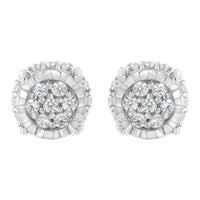 .925 Sterling Silver 1/3 cttw Round-cut Diamond Floral Stud Earring (I-J Clarity, I3 Color)