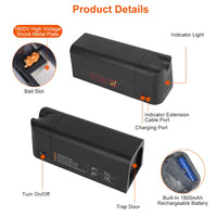 High Voltage 1800V Rat Trap - Spacious Inner For All Rodents, One - Way Entry, Rechargeable And Multifunctional For Indo