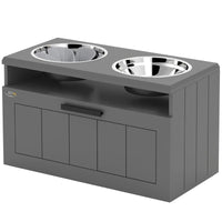 Elevated Dog Bowls, Large Breed Raised Dogs Bowl Stand With 2 Stainless Steel Bowls, Storage Drawer And Slow Feeder Mat