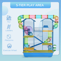 18.5" 5 Tier Hamster Cage with Tubes and Tunnels, Small Animal Cage, Rat Gerbil Cage with Water Bottle, Food Dish, Exerc