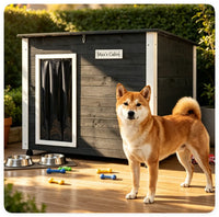 42.5" x 27" x 33.5" Outdoor Dog House with Sloped Asphalt Roof, Elevated Floor & Openable Roof Weatherproof Pet Kennel w