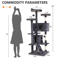 Ultimate 54-Inch Double Condo Cat Tree Tower with Scratching Post & Cozy Perch for Indoor Cats - Stylish Ashy Design - BIG FRENCHIES