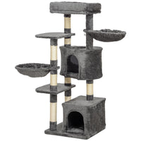 52.5" Cat Tree Tower with Scratching Posts, Cat Condos, Bed, Platforms, Hammocks, for Indoor Cats, Dark Grey