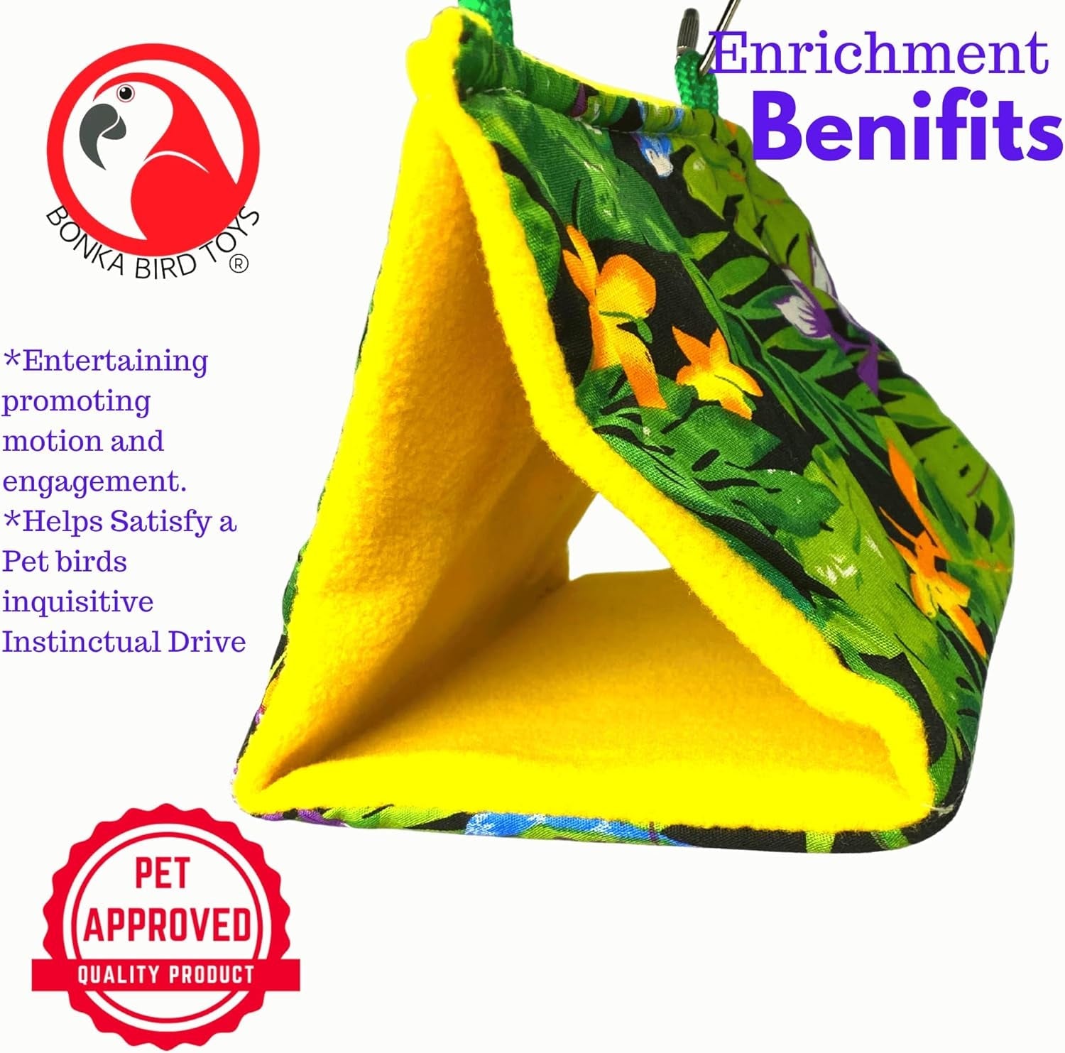 1689 Small Bonka Happy Hut Fabric Soft Colorful Parrotlet Budgie Cockatiel Parakeet - BIG FRENCHIES