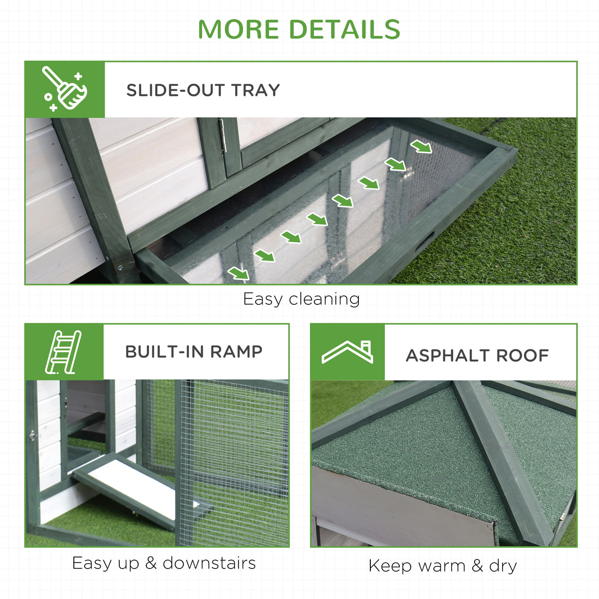 77" Wooden Chicken Coop Hen House Poultry Cage with Weatherproof Roof, Nesting Box, Enclosed Run and Removable Tray for 