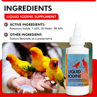 Liquid Iodine Supplement for Birds Feather Thyroid Support 4oz