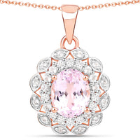 4.26 Carat Genuine Kunzite and White Topaz .925 Sterling Silver Pendant