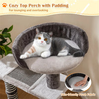37" tall Cat Stairs with Scratching Mats - 3-Tier Perches, Spring Ball & Dangling Toys for Cats