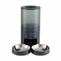 6L Automatic Cat Feeder for 2 Cats, Timed Cat Food Dispenser with 2 Stainless Bowls, 10s Voice Recorder, Dual Power Supp