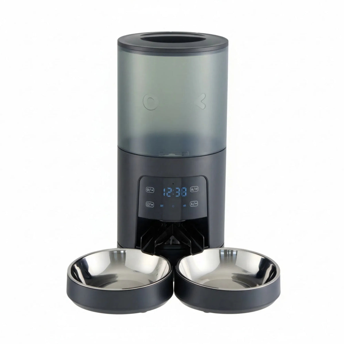 6L Automatic Cat Feeder for 2 Cats, Timed Cat Food Dispenser with 2 Stainless Bowls, 10s Voice Recorder, Dual Power Supp