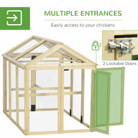 Wooden Chicken Run, Combinable Design with Perches, 4.6 x 2.8, Nature Wood