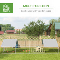 Large Chicken Coop Metal Chicken Run for Chickens with Waterproof and Anti-UV Cover, Spire Shaped Walk in Fence Cage Hen