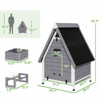 Chicken Coop for 2 Chickens, Outdoor Wooden Chicken House with Removable Nesting Box & Roosting Bar, Tray, Ramp
