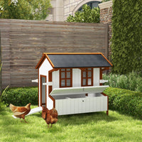 47Chicken Coop, Wooden Chicken House Raised Rabbit Hutch With Waterproof Roof, Nesting Box And Handles For 3-5 Hens, Pou
