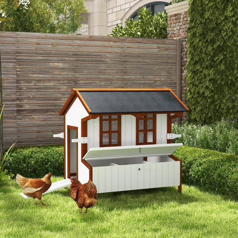 47Chicken Coop, Wooden Chicken House Raised Rabbit Hutch With Waterproof Roof, Nesting Box And Handles For 3-5 Hens, Pou