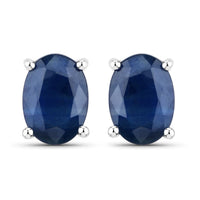 1.90 Carat Genuine Blue Sapphire 14K White Gold Earrings
