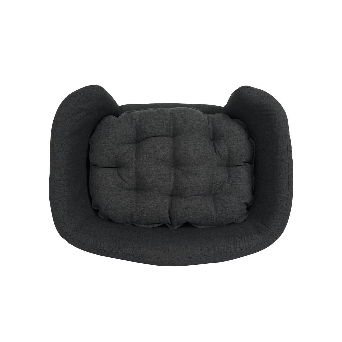 Elevated Dog Bed Frame for Small Dog, Fabric Pet Couch Bed with Rubber Wood Legs and Supportive Foam, Dark Gray, Easy As