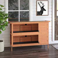 2-Story Large Rabbit Hutch Bunny Cage Wooden Pet House Small Animal Habitat With Lockable Doors, No Leak Tray And Waterp