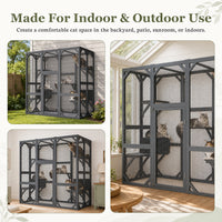 71" x 37" x 71" Outdoor Cat Enclosure, Large Wooden Cat Cage with Mesh Panels & Waterproof Roof, Well-Ventilated & Escap