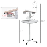 Bird Stand with Wheels, Perches, Feed Bowls, Round Tray for Parrot