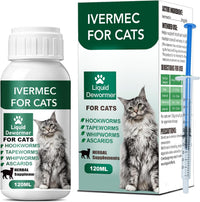 Cat Dewormer Liquid Broad Spectrum Tapeworm Roundworm Hookworm 120ml