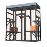 Large Outdoor Cat Enclosure Catio with 5 Platforms & 2 Napping Houses, Secure Metal Wire, Easy Assembly for Indoor & Out