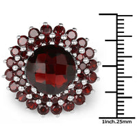 9.90 Carat Genuine Garnet .925 Sterling Silver Ring