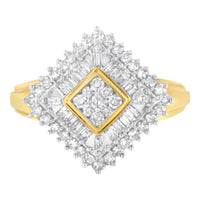 10K Yellow Gold Diamond Ballerina Ring (1 Cttw, I-J Color, I1-I2 Clarity) - Size 7