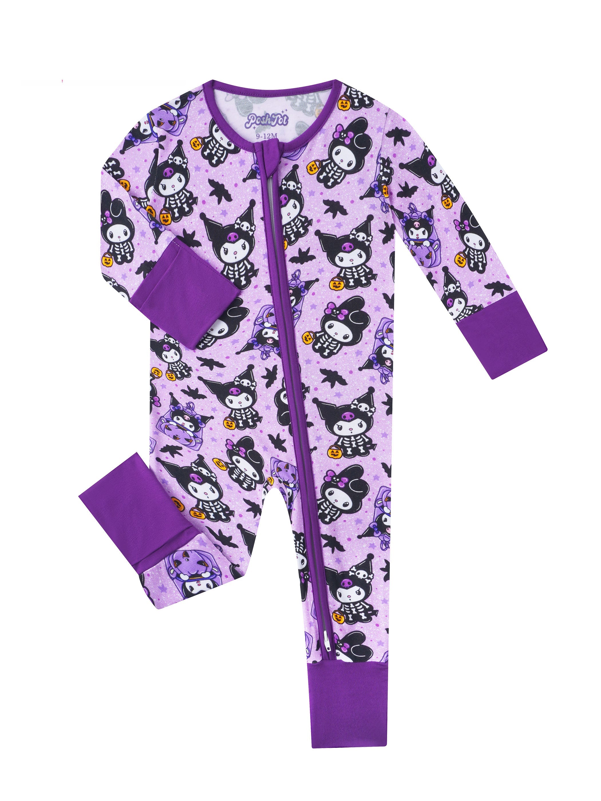 PoshTOT Sanrio Kuromi Purple Bamboo Baby Convertible Zippy Romper