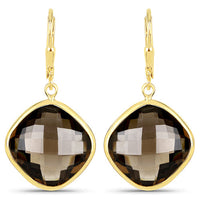 21.40 Carat Genuine Smoky Quartz .925 Sterling Silver Earrings