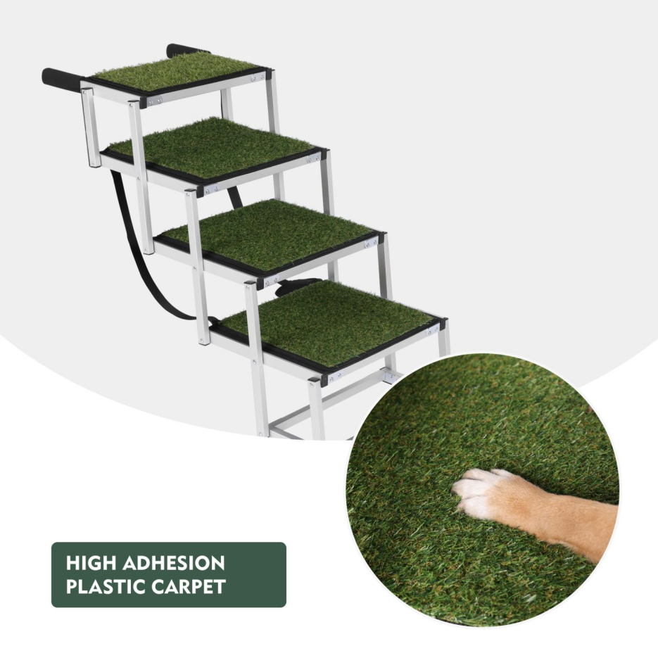 Foldable Dog Ramp For Cars, SUVs, Trucks, Portable Pet Dog Stairs For Large Dogs With Non-Slip Surface & Reinforced Desi
