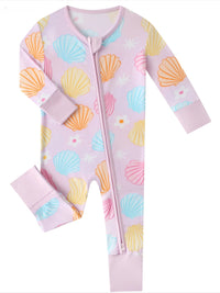 PoshTOT Colorful Seashell Bamboo Baby Convertible Zippy Romper