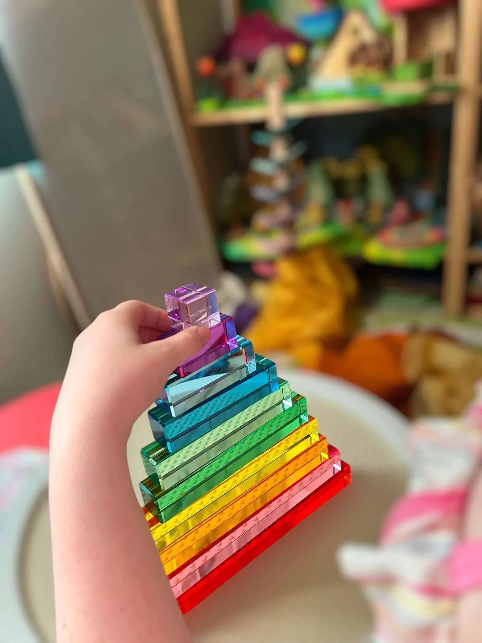 10-Piece Crystal Clear Pyramid Lucite Blocks – High Transparency Acrylic Stair Blocks - BIG FRENCHIES