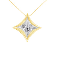 10K White Gold 1/10 Cttw Bezel Set Solitaire Princess Cut Diamond Kite Shaped Pendent Necklace - 18" Inches