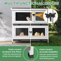 2 Story Solid Wood Rabbit Hutch Bunny Cage with 2 Large Main Rooms, Indoor Outdoor Rabbit House Guinea Pig Cage Pet Hous