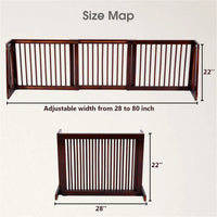 Wooden Pet Gate 3 Panels,Freestanding Length Adjustable