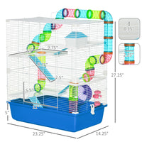23" 5-Tier Hamster Cage with Wheel and Water Bottle, Blue
