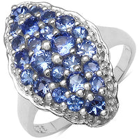 1.25 Carat Genuine Tanzanite .925 Sterling Silver Ring