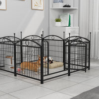 Dog Playpen Indoor 24 inch 8 Panels Metal Dog Pen Pet Dog Fence Outdoor Exercise Pen with Doors, Heavy Duty Dog Fence Pu