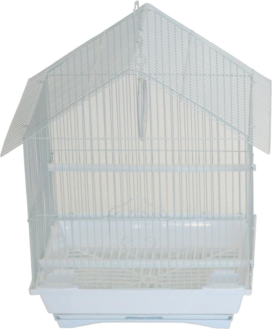 A1114MWHT House Top Style Small Parakeet Cage, 11" X 9" X 16" - BIG FRENCHIES