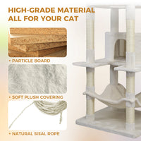 78 in beige cat tree tower with large condo sisal scratching post big hammock and top platform