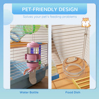 5 Tiers Hamster Cage Portable with Exercise Wheels Play Tube Water Bottle Dishes House Ladder for Gerbils, Light Blue
