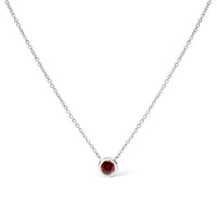 14K White Gold 1/2 Cttw Red Lab Grown Diamond Bezel-Set Solitaire 18" Pendant Necklace (Red Color, VS1-VS2 Clarity)