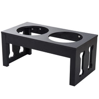 23" Modern Decorative Raised Dog Bowls, Wooden Heavy Duty Pet Food and Water Bowl, Elevated Feeding Station, Black